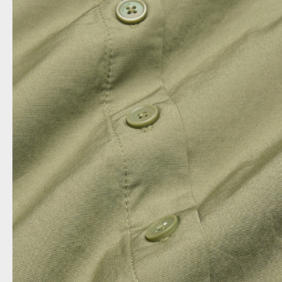 Wilfred Aritzia Governess Poplin Midi Dress Green Olive Short Sleeve Button Up S - Picture 16 of 16